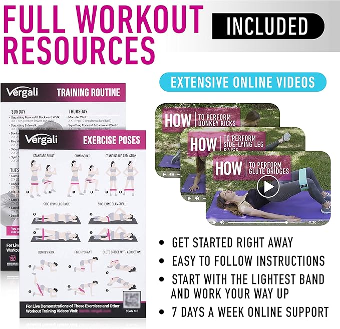 Resistance Bands for Working Out with Workout Bands Guide. 4 Booty Bands for Women Men Fabric