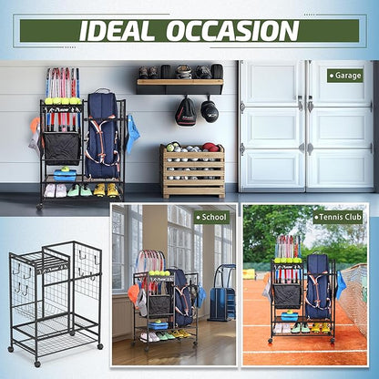 PLKOW Tennis Bag Organizer Tennis Racket Storage Rack, Tennis Equipment Holder for Bags, Balls