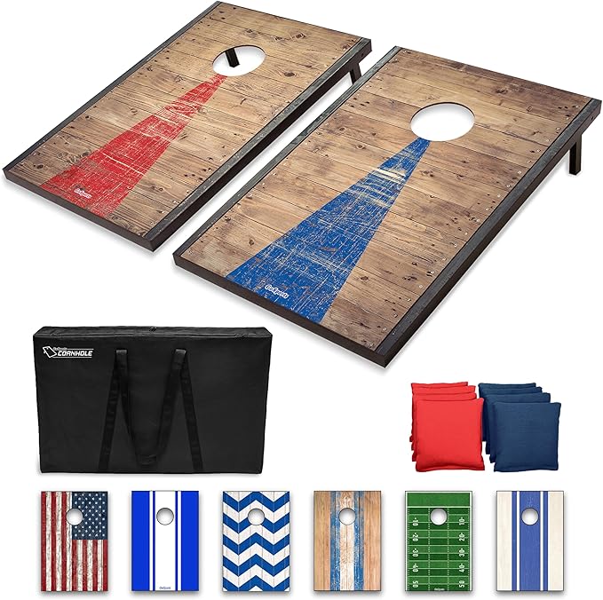 GoSports Portable Cornhole Sets, 8 Styles – Choose 4 x 2 ft or 3 x 2 ft - Boards Include 8 Bean