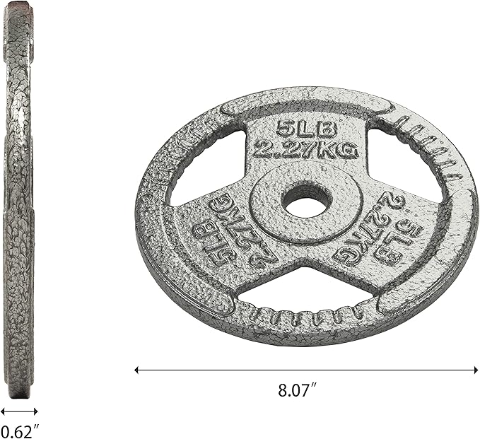 Olympic Cast Iron 2-Inch Weight Plate for Strength Training & Weightlifting, Multiple Weights