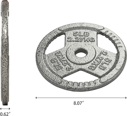Olympic Cast Iron 2-Inch Weight Plate for Strength Training & Weightlifting, Multiple Weights