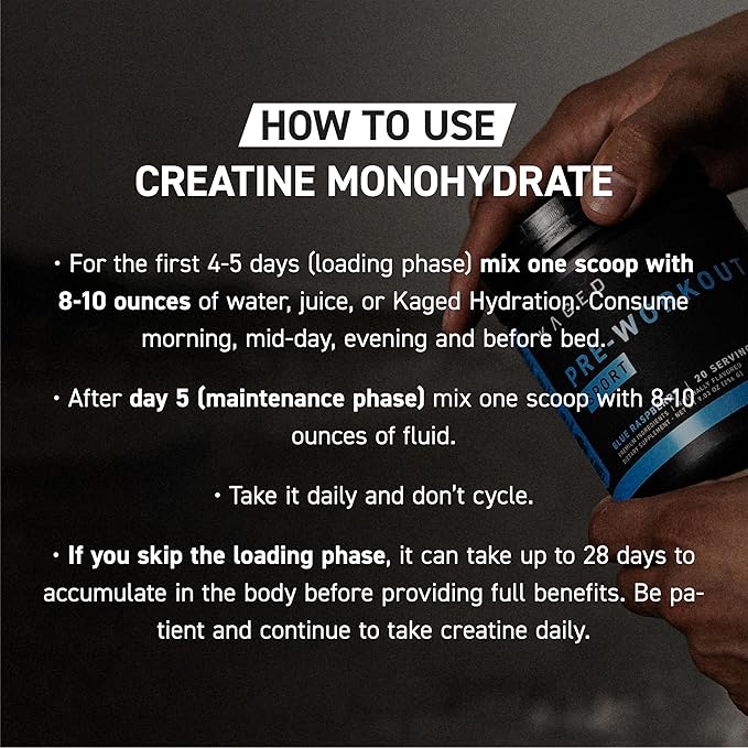 Kaged Creatine Monohydrate Micronized Powder | Unflavored | Muscle Building & Recovery | 5000 mg