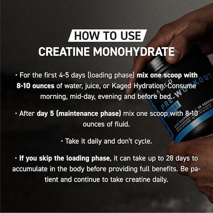 Kaged Creatine Monohydrate Micronized Powder | Unflavored | Muscle Building & Recovery | 5000 mg