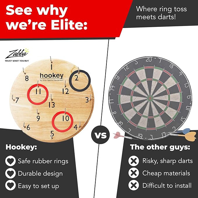 Elite Sportz Equipment Ring Toss Game | Sturdy Wooden Board Set for Kids Outdoor Games | Camping