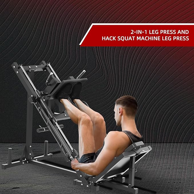 Leg Press Hack Squat Machine, Plate Loaded Adjustable Leg Press Machine, Hack Squat Machine with