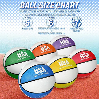 Lenwen 12 Pieces Rubber Basketball Bulk Official Size Basketball with Pump for Game Practice