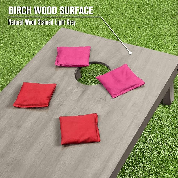 GoSports 4 ft x 2 ft Regulation Size Wooden Cornhole Boards Set - Includes Carrying Case and Bean