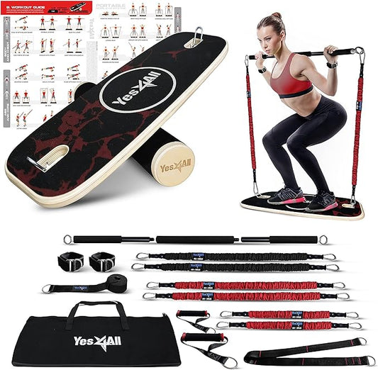 Yes4All Balance Board Sports Trainer, Surf Trainer Board With Adjustable Stoppers, Improve Core