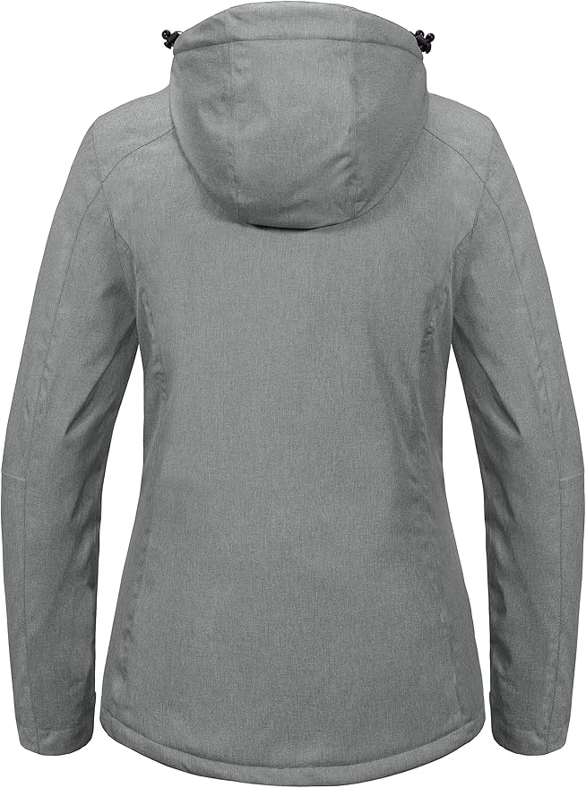 Little Donkey Andy Women's Waterproof Hiking Skiing Jacket with Removable Hood, Fleece Lined Winter