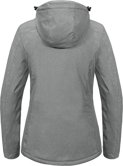 Little Donkey Andy Women's Waterproof Hiking Skiing Jacket with Removable Hood, Fleece Lined Winter
