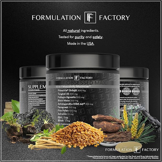 Self Obsessed MAXXED: 10-in-1 Men's Vitality Formula with Shilajit, Tongkat, Ashwagandha, Maca