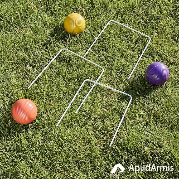 ApudArmis Universal Croquet Wickets Standard Size, Set of 9 White Square Arrow Wickets Rplacement
