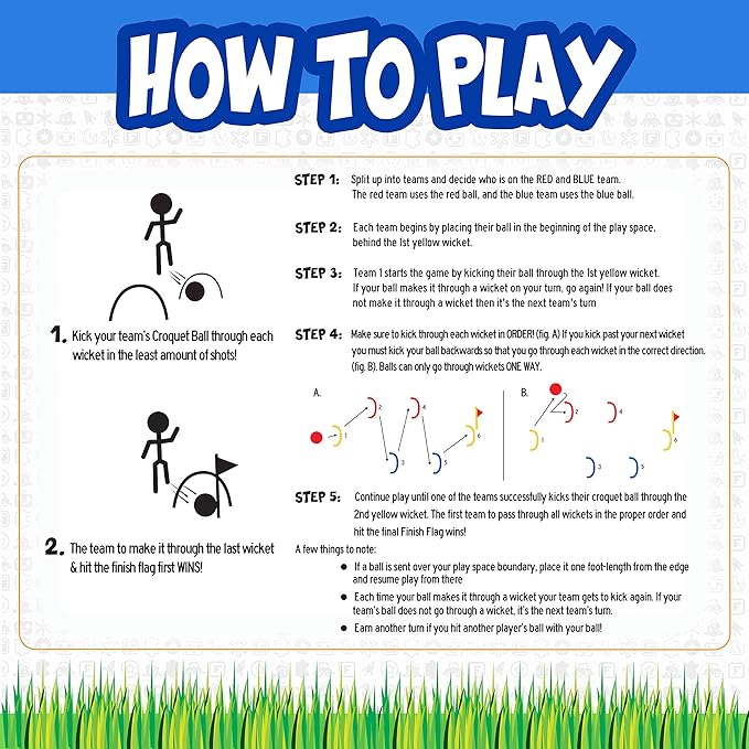 Franklin Sports Kick Croquet Game Set - Perfect for Kids and Adults - Combines Soccer and Croquet