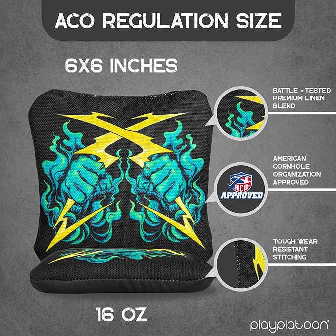 Play Platoon Cornhole Bags Set of 8 Regulation Professional Corn Hole Bean Bags ACO Approved