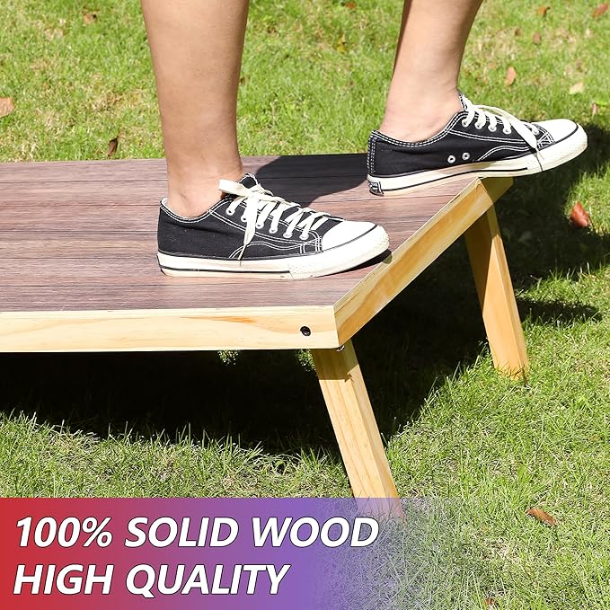 4 x 2 ft Solid Wood Cornhole Board Set with 8 Bean Bags and Carrying Bag, Premium Toss Game for