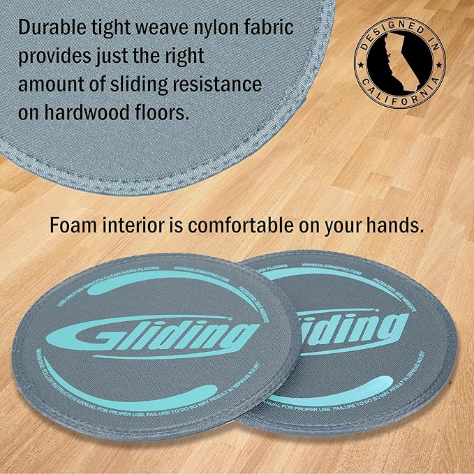 Gliding Discs for Working Out - Exercise Sliders for Carpet & Hardwood Floors 1 Pair, Authentic
