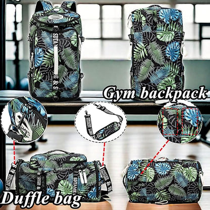 Gym Duffle Bag Backpack with Shoe Compartment,4 ways Travel Backpack for Women and