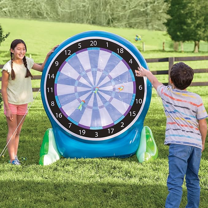 Hearthsong Jumbo 57-Inch Inflatable 2-in-1 Darts and Soccer Set with Double-Sided Scoreboard, Two
