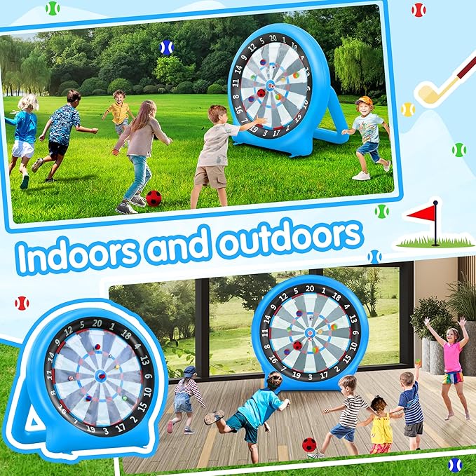 6FT Inflatable Dartboard, Giant Kick Darts Soccer Darts Golf & Throw Dart with Air Pump, Giant