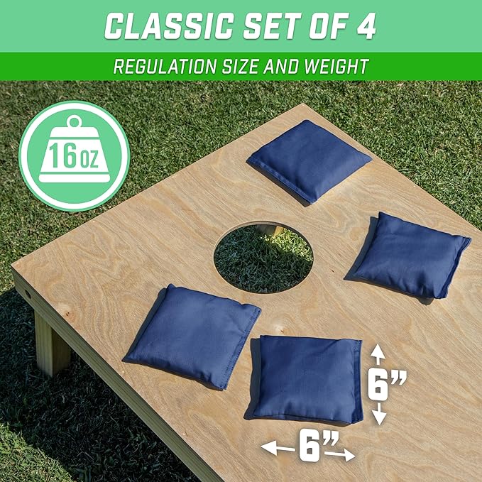 GoSports Classic Cornhole Bean Bags Set of 4-16 Colors Available - Regulation All Weather, Mix and