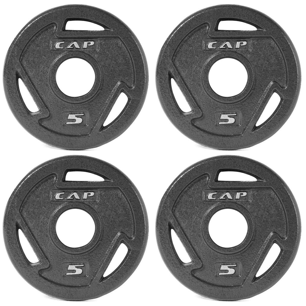 CAP Barbell 2-Inch Olympic Grip Weight Plate, 5 lb, Set of 4, 5 lb, Set of 4 Black (OPHWIS-005)