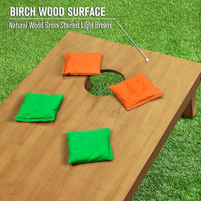 GoSports 4 ft x 2 ft Regulation Size Wooden Cornhole Boards Set - Includes Carrying Case - Full