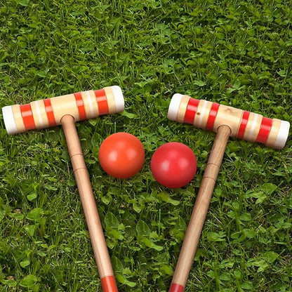 6 Player Croquet Set for Adults and Kids Croquet Lawn Game Kit with Wooden Stand for Backyard Lawn