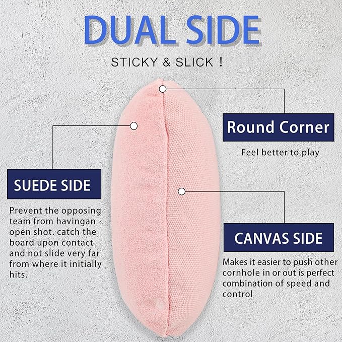 EunHo Dual Sided Cornhole Bags Regulation Set of 8 Professional Cornhole Bean Bags Slick and Stick