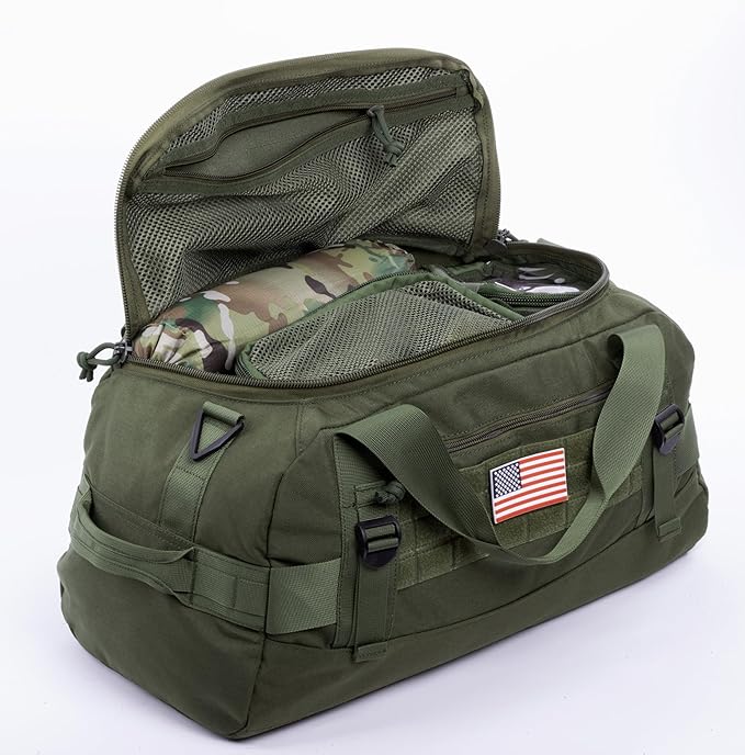 Tactical Duffle Bag MOLLE Gear Bag Carry on Travel Duffel Bag. Ideal for Hunting, Shooting Range