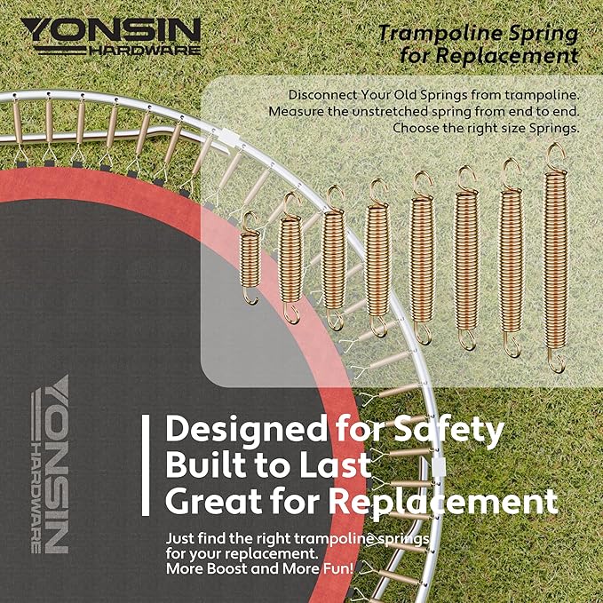 Trampoline Springs Heavy Duty with Swivel & Straight Hooks, Stainless Steel Trampoline Accessories