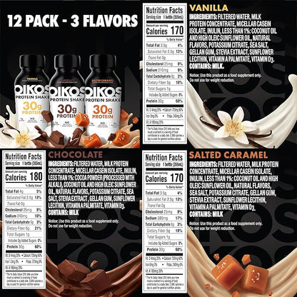 Oikos Protein Shake, Exclusive Variety Pack, 30g High Protein Drinks, Shelf Stable, Ready to Drink