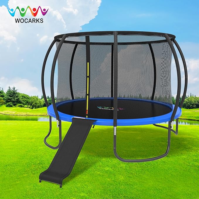 Ergonomic Trampoline Slide with Buffer Region for Children Kids, Outdoor Trampoline Slide