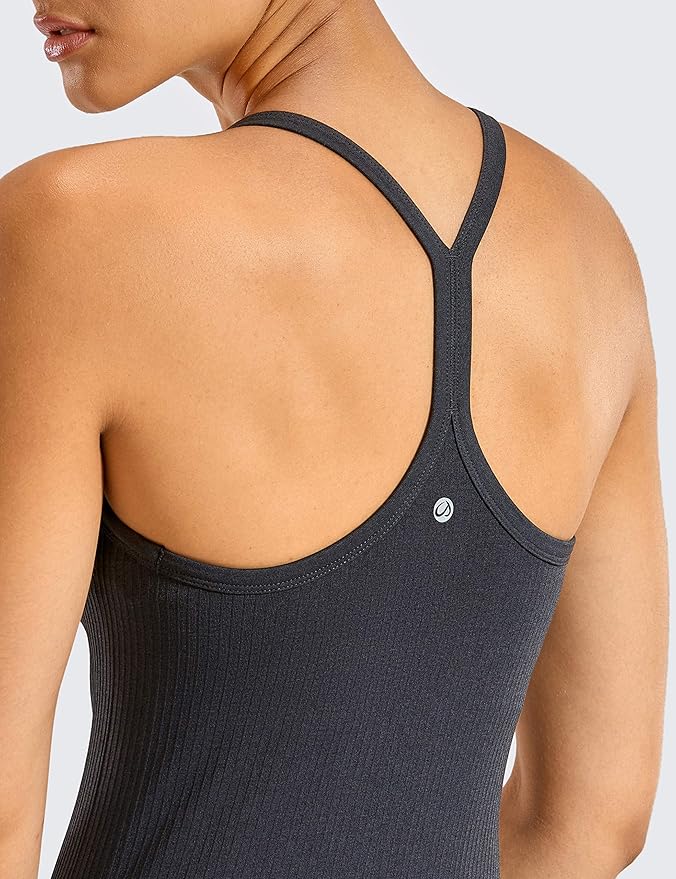 CRZ YOGA Seamless Workout Tank Tops for Women Racerback Athletic Camisole Sports Shirts with Built