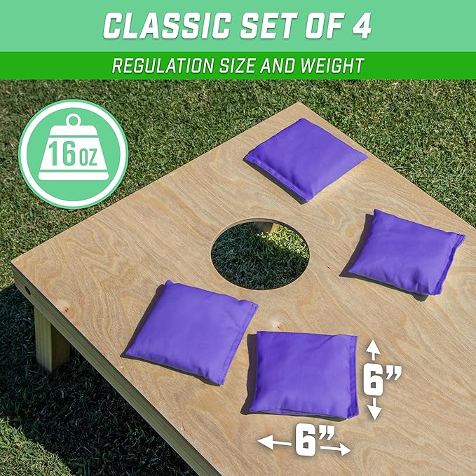 GoSports Classic Cornhole Bean Bags Set of 4-16 Colors Available - Regulation All Weather, Mix and