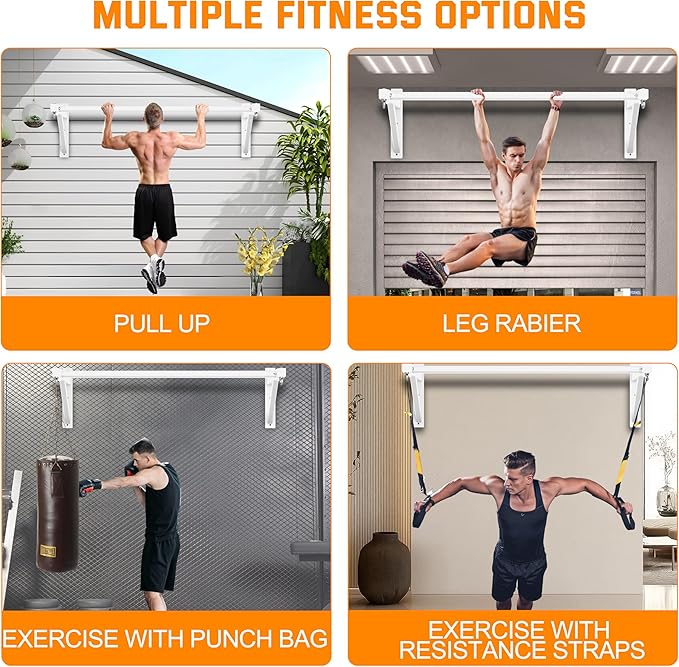 Pull Up Bar Wall Mounted, Heavy Duty 650 lbs Capacity Chin Up Bar, 48" Multi-Grip Strength Training