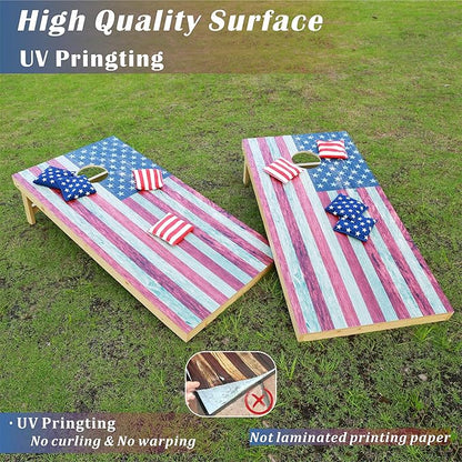 Cornhole Board Set 4FTx2FT Solid Wood Regulation Size Cornhole Set Includes 8 Cornhole Bags for