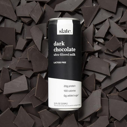 Slate Milk - High Protein Milk Shake - Dark Chocolate - Lactose Free, 20g Protein, 1g Sugar, 100