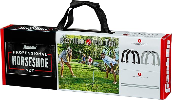Franklin Sports Horseshoes Sets - Metal Horseshoe Game Sets for Adults + Kids - Official Weight