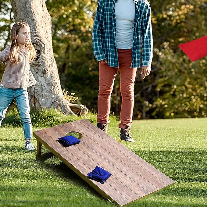 4 x 2 ft Solid Wood Cornhole Board Set with 8 Bean Bags and Carrying Bag, Premium Toss Game for