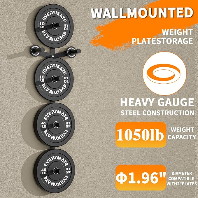 Weight Plate Storage Rack, Olympic Weight Plate Holder, Bumper Plate Storage, Home Gym Organizer