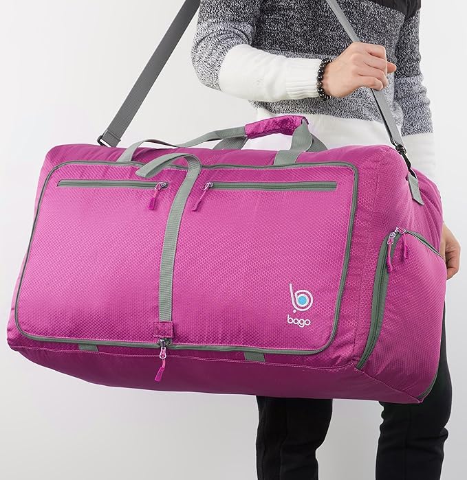 Bago Large Foldable Duffel Bags for Traveling Women & Men - 80L Packable Duffle Bag for Travel with