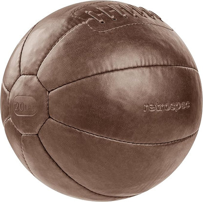Core Weighted Medicine Ball 4, 6, 8, 10, 12, 14, 16, 20, 25, 30 lbs, Soft Touch Vegan Leather with