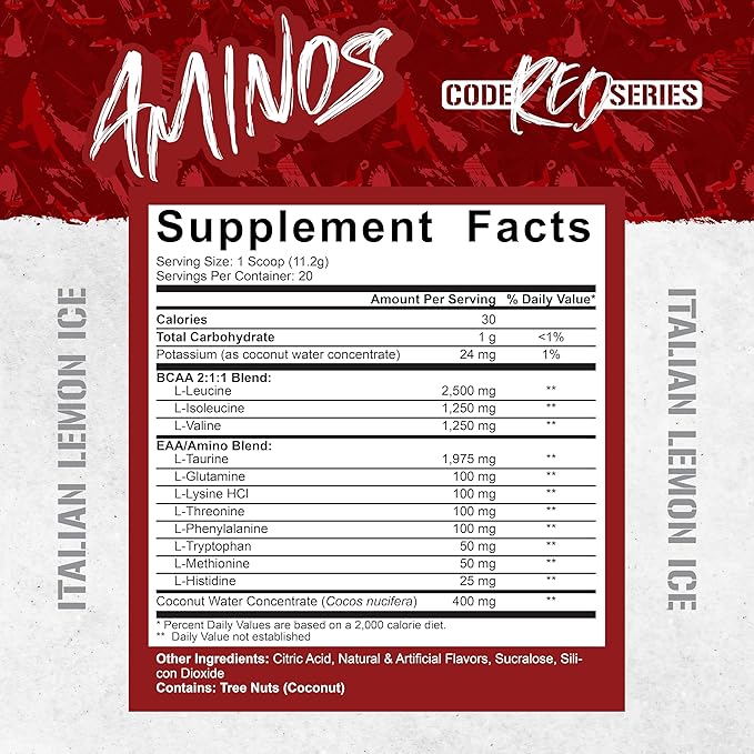 5% Nutrition Code Red Aminos BCAA & EAA Post Workout Recovery Powder | Full Spectrum Essential