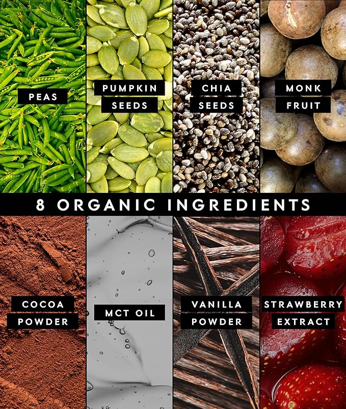 Truvani Vegan Pea Protein Powder | Chocolate Strawberry | 20g Organic Plant Based Protein | 10