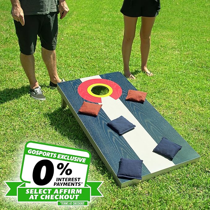 GoSports 4 x 2 ft Flag Series Wood Cornhole Sets – American Flag or State Flags – Includes 2