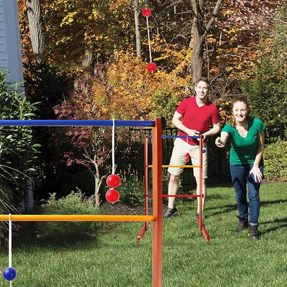 GSE Games & Sports Expert Premium Solid Wood Ladder Ball Toss Game Set with Ladder Ball Bolas &