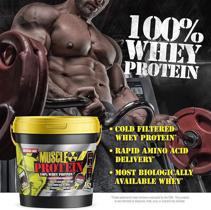 Muscle Protein Whey Powder [12 lbs/Pack of 1]??Cold Filtered, 25g Pure Protein, 6.6g BCAAs