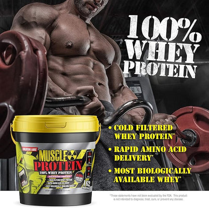 Muscle Protein Whey Powder [12 lbs/Pack of 1]??Cold Filtered, 25g Pure Protein, 6.6g BCAAs