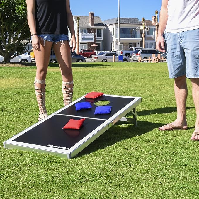 GoSports 4 x 2 ft Aluminum Cornhole Game Sets – Choose LED Lights or Standard - Set Includes 2