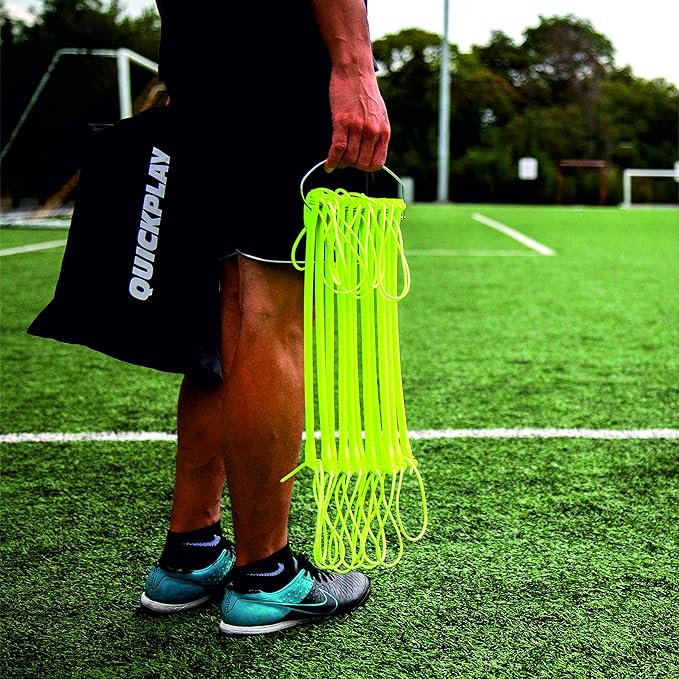 QuickPlay PRO No Tangle Agility Ladder with Quick Lock Adjustable Flat Rungs + Carry Bag (11-Rung)